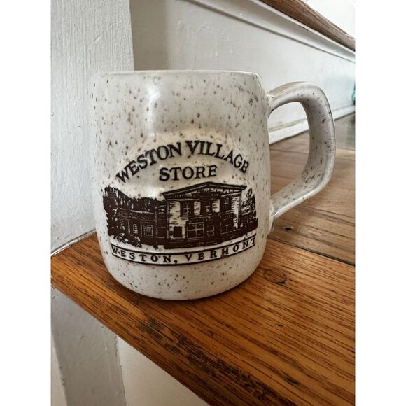 Vintage Weston Village Store Vermont Pop out Speckled Stoneware‎ Coffee Mug/cup